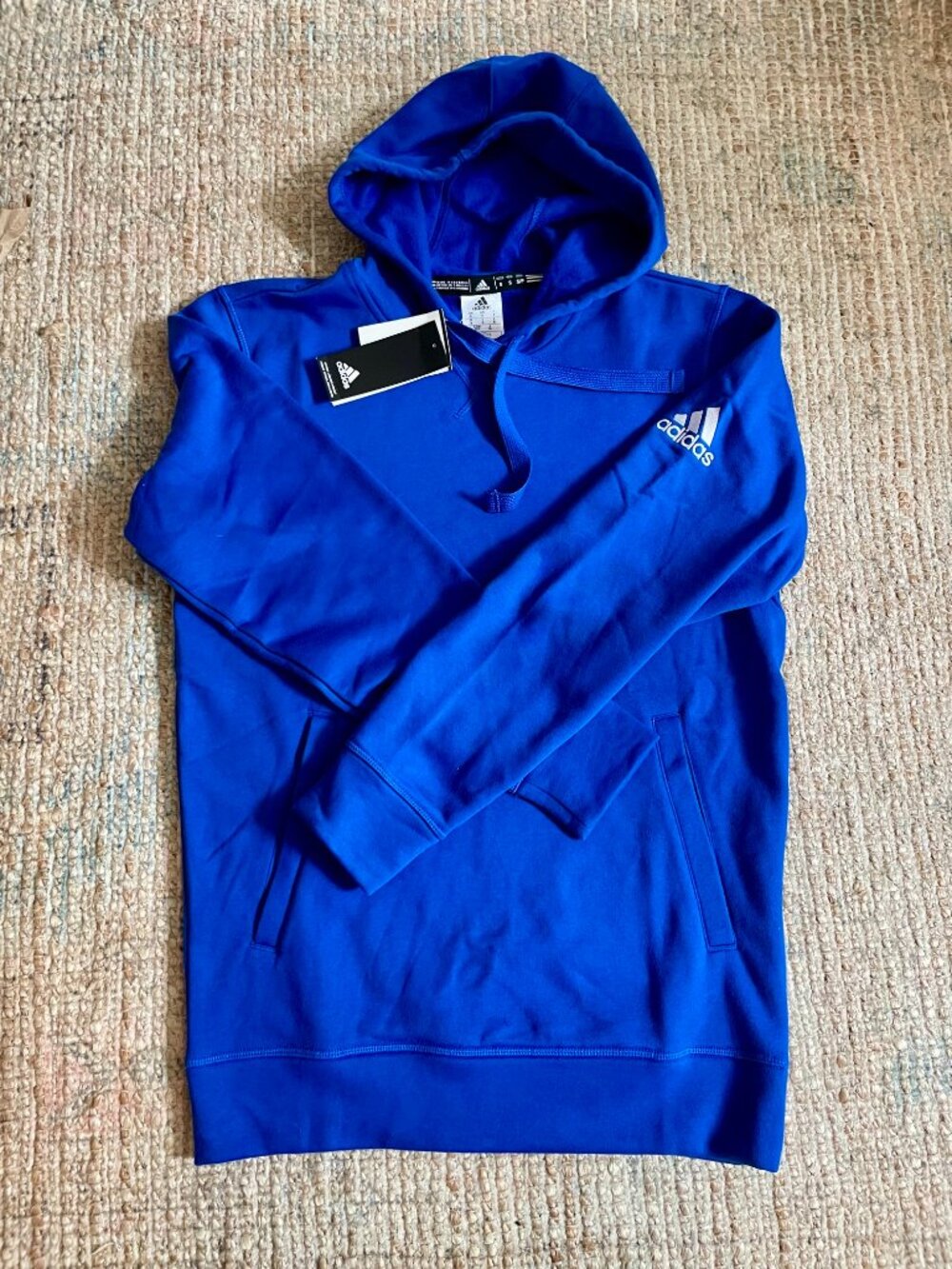 Adidas Men's Unisex Fleece Hoodie Royal Blue Climalite Pullover Size Small NWT